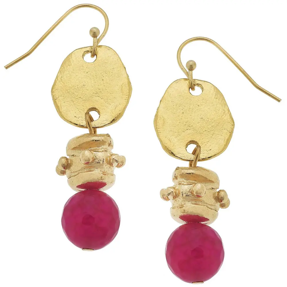 Susan Shaw Gold Oval & Agate Earrings 1