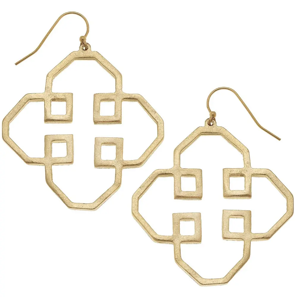 Susan Shaw Gold Cross Filigree Cut-Out Earrings 1