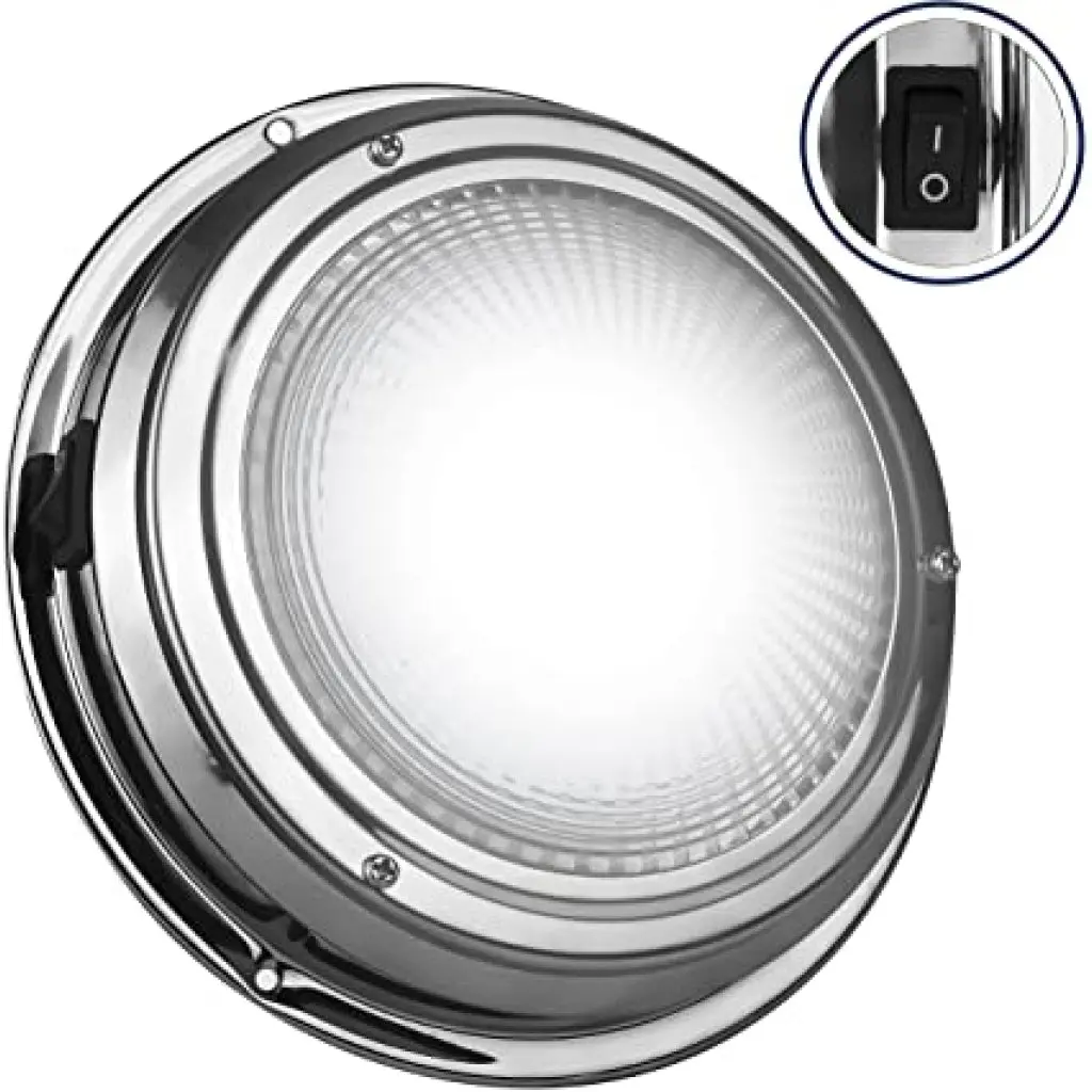 Led Stainless Dome Light - 5" Diameter Red & White 1