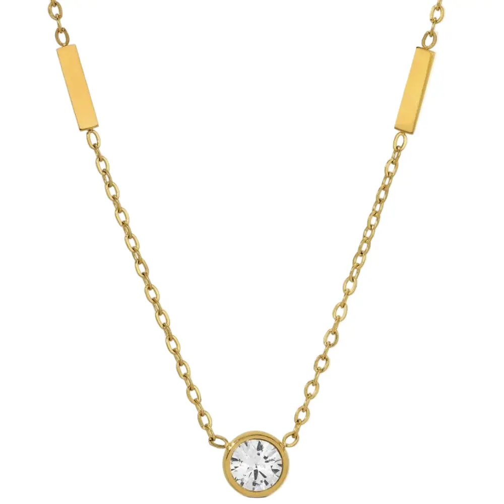 Splendid Iris Gold Pvd Plated Cubic Zirconia Pendant Necklace 1