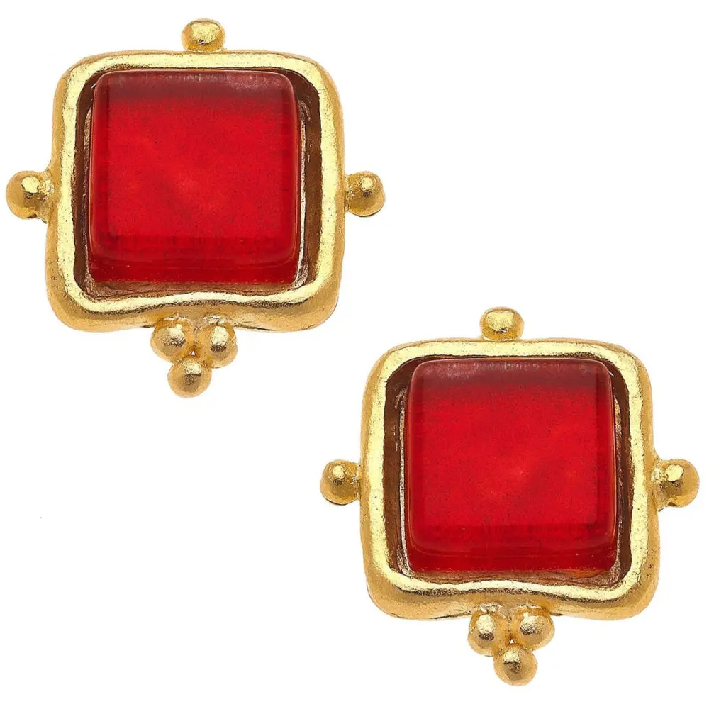 Susan Shaw Madeline Gold Stud Earrings 1