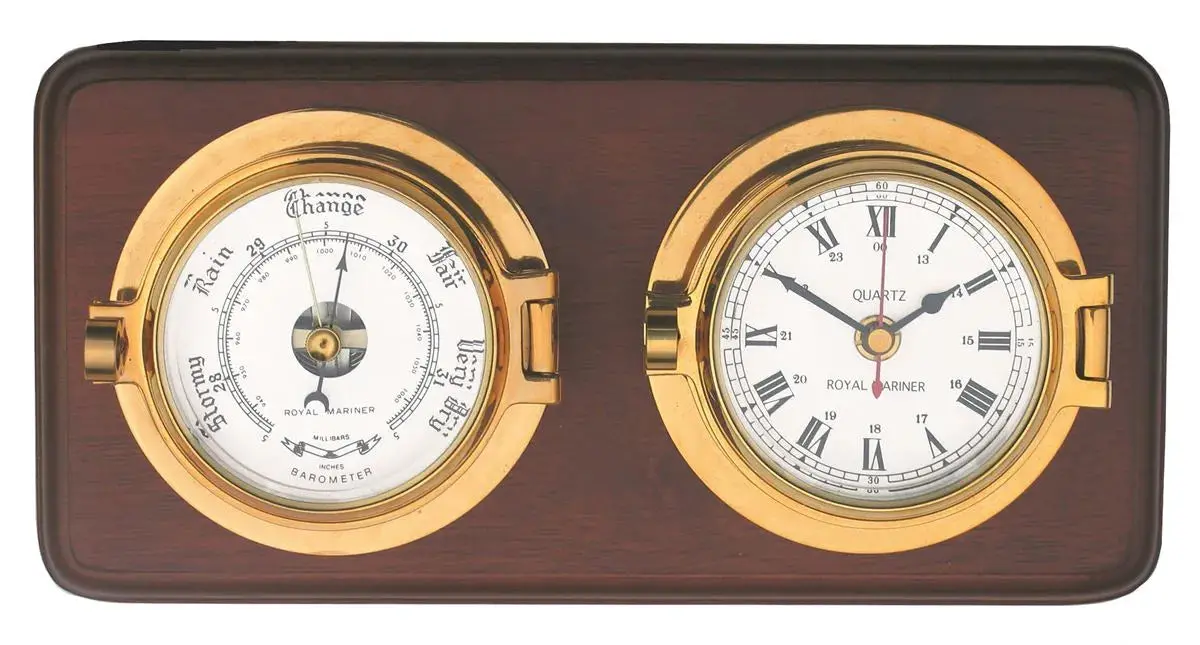 Brass Channel Clock & Barometer 1