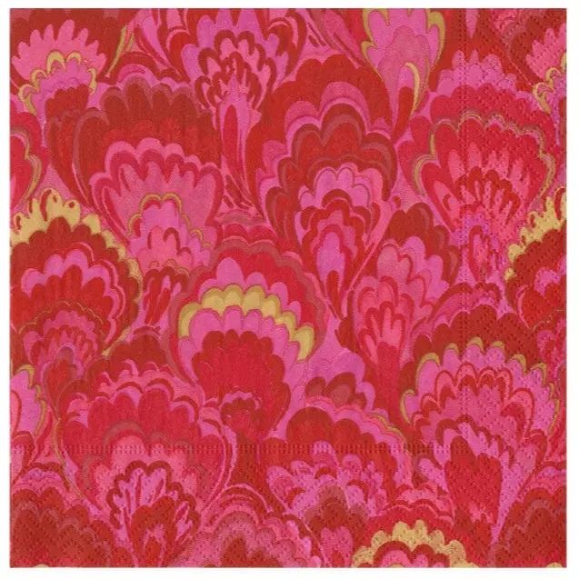 Caspari Marbled Ceramica Red Paper Napkins 1