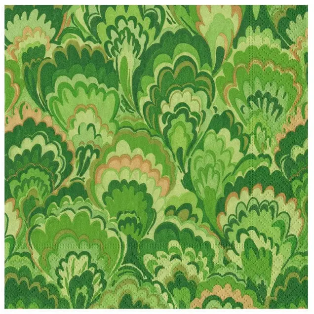 Caspari Marbled Ceramica Green Paper Napkins 1