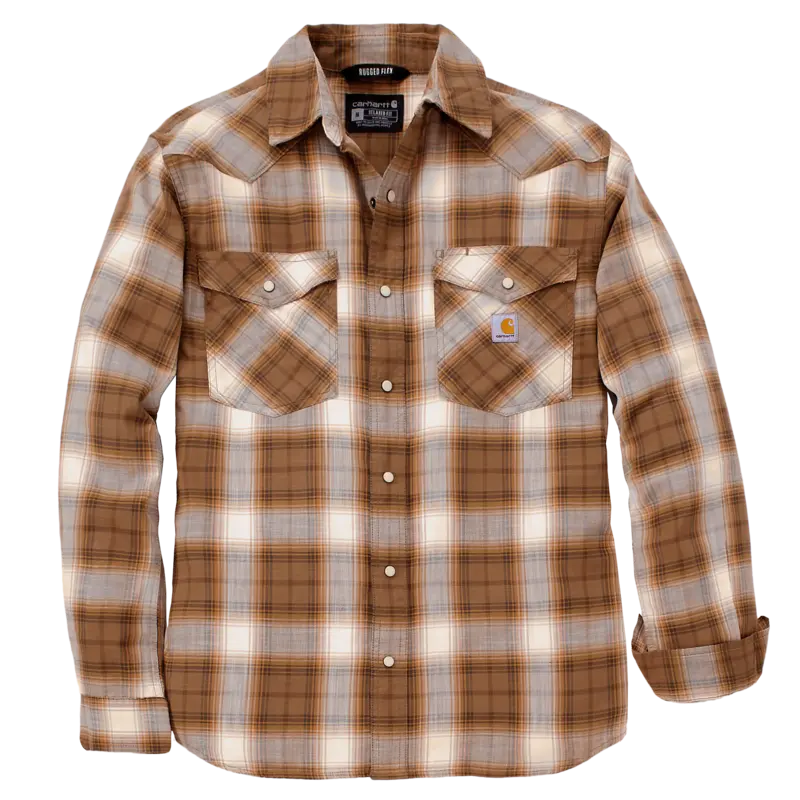Carhartt Men's Montana Rugged Flex Plaid Shirt – Lightweight, Relaxed-Fit Long Sleeve with Snap Front - Image 2
