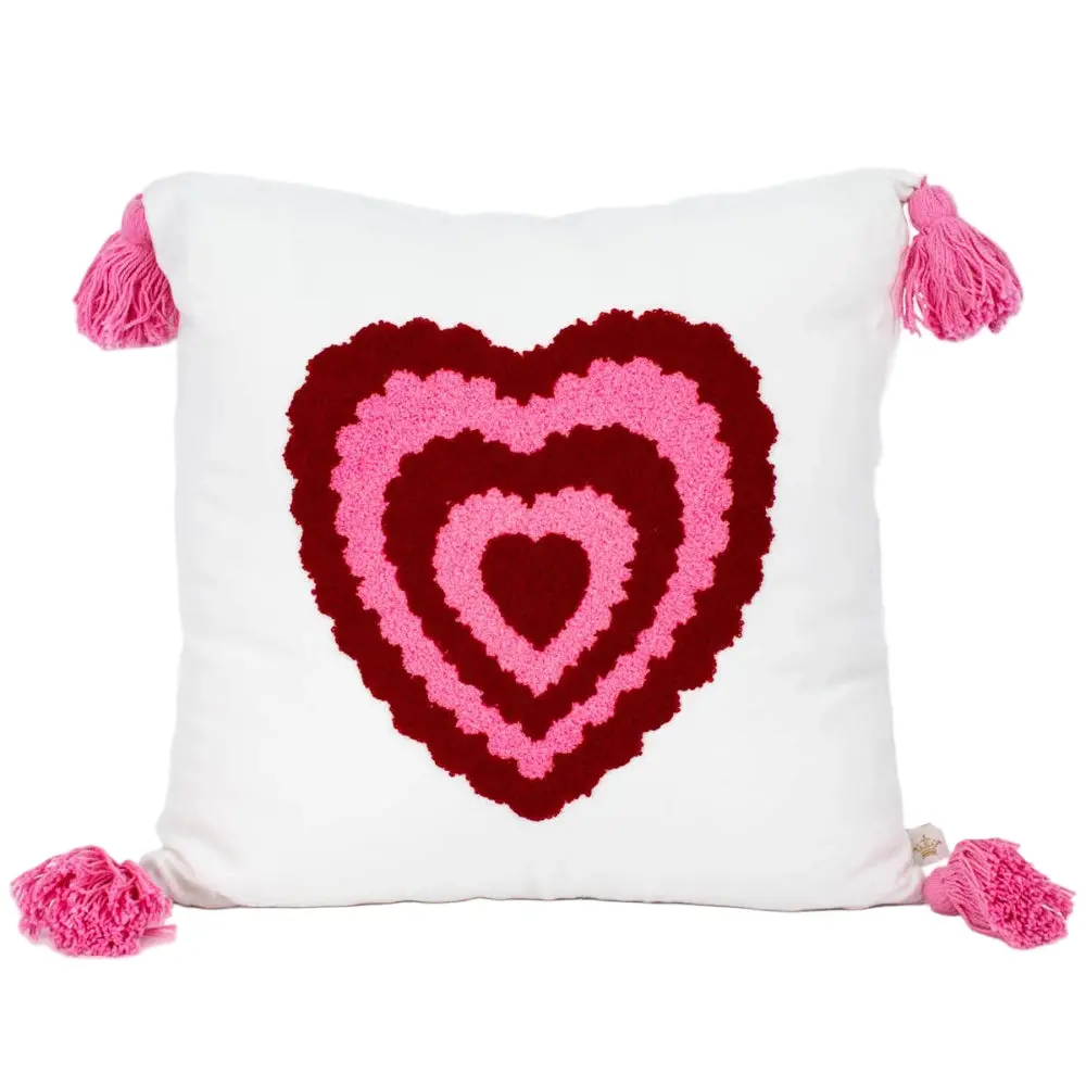 Royal Standard Tufted Cotton Crewel Heart Pillow - 16" X 16" 1