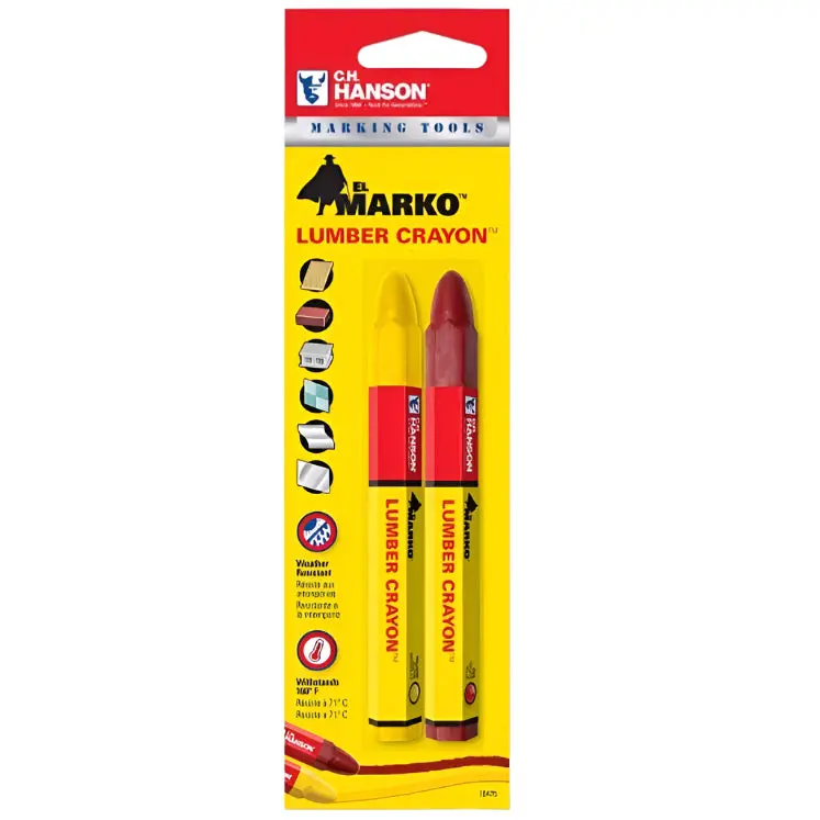 C. H. Hanson 4.5" Lumber Crayons (Red/Yellow) - 2 Pc. 1
