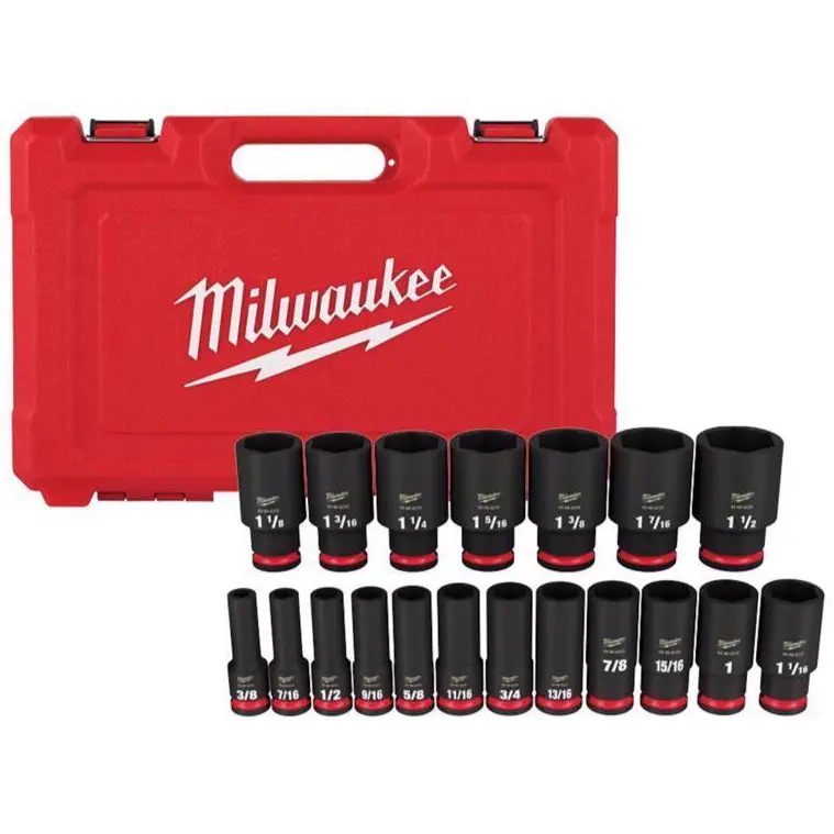 Milwaukee Shockwave 1/2" Drive Sae Deep Impact Socket Set - 19 Pc. 1