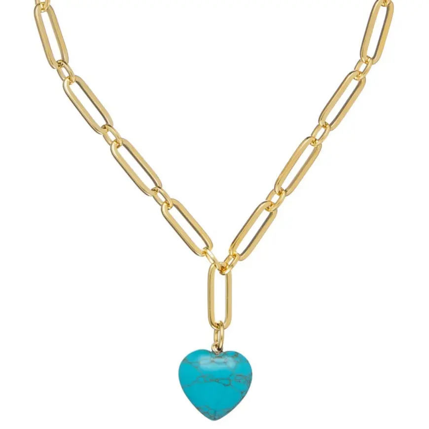 Susan Shaw Gold & Turquoise Monroe Heart Necklace 1