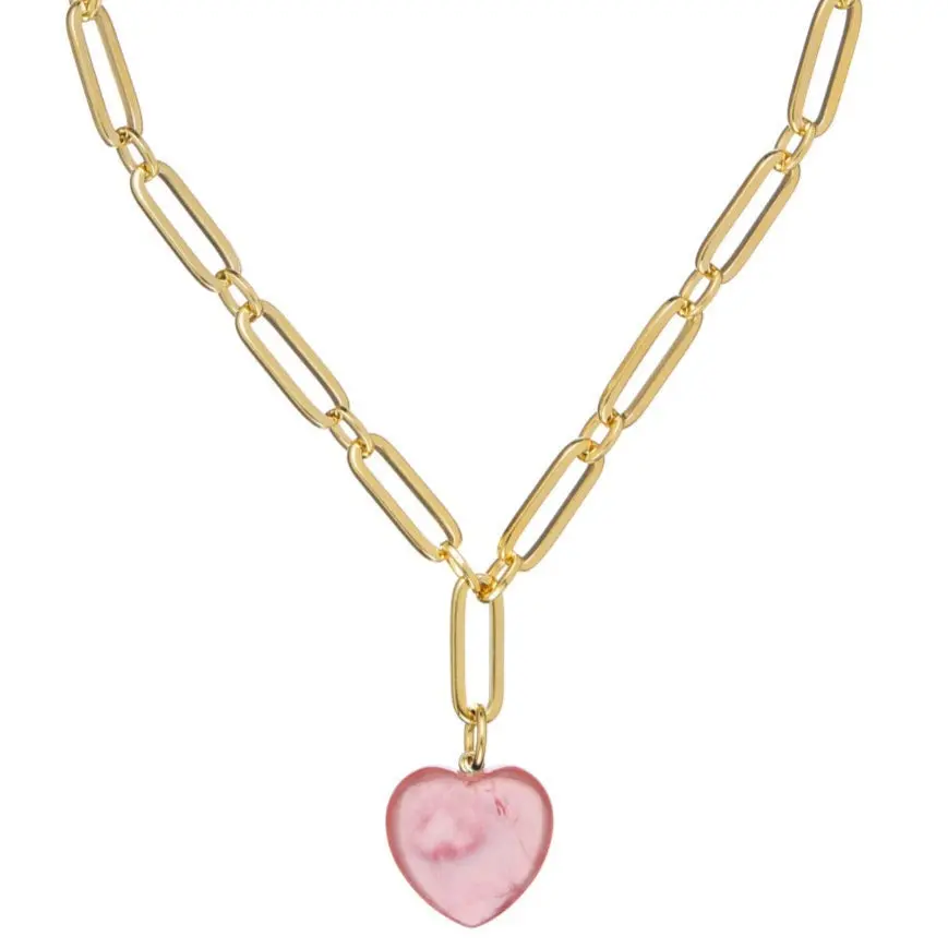 Susan Shaw Monroe Gold Heart Pendant Paperclip Necklace 1