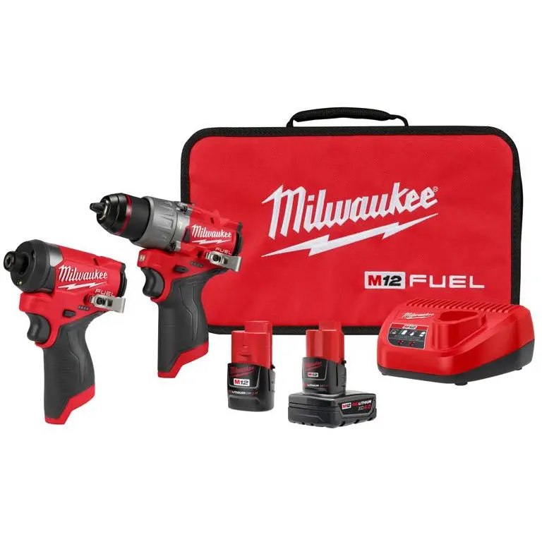 Milwaukee M12 Fuel 1/2" Hammer Drill & 1/4" Impact Driver Kit (W/ Batteries & Charger) 1