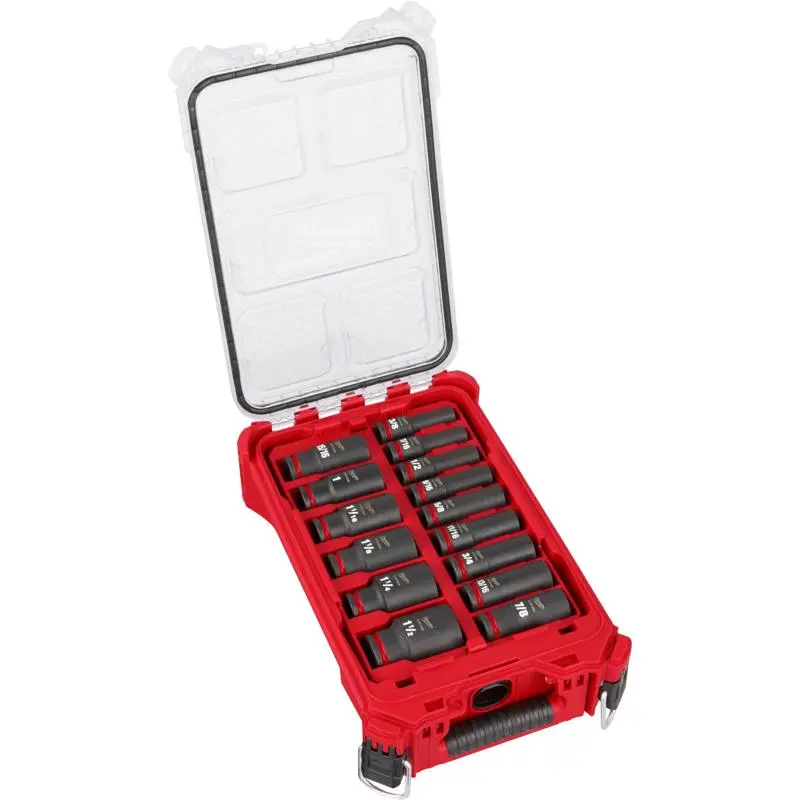 Milwaukee Packout 1/2" Drive Sae Deep Impact Socket Set - 15 Pc. 1