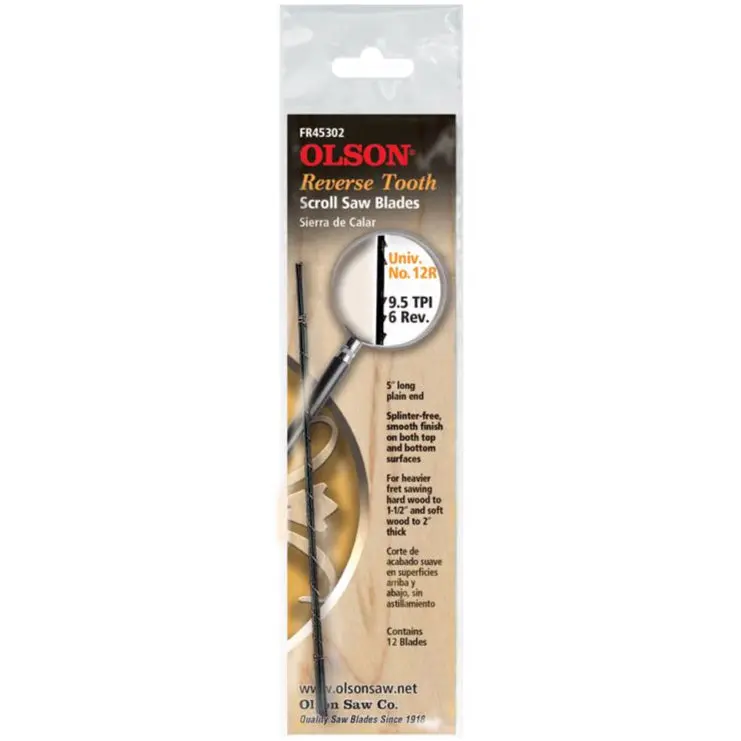 Olson 5" Carbon Steel Reverse Tooth Scroll Saw Blade - 12 Pc. 1