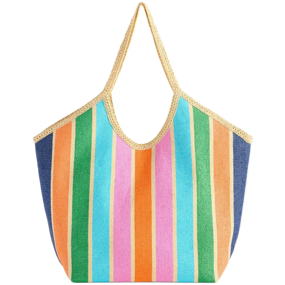 Shiraleah Paper Straw Capri Striped Tote - 7.5" X 16" X 20" 1