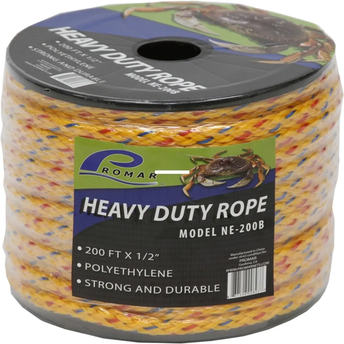 Promar Ne-200B 200 Ft, 1/2" Braided - Crab/Lobster Rope - Yellow 1