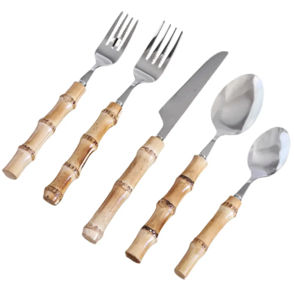 Beatriz Ball Vida Faux Bamboo Stainless Steel Flatware Set - 5 Pc. 1