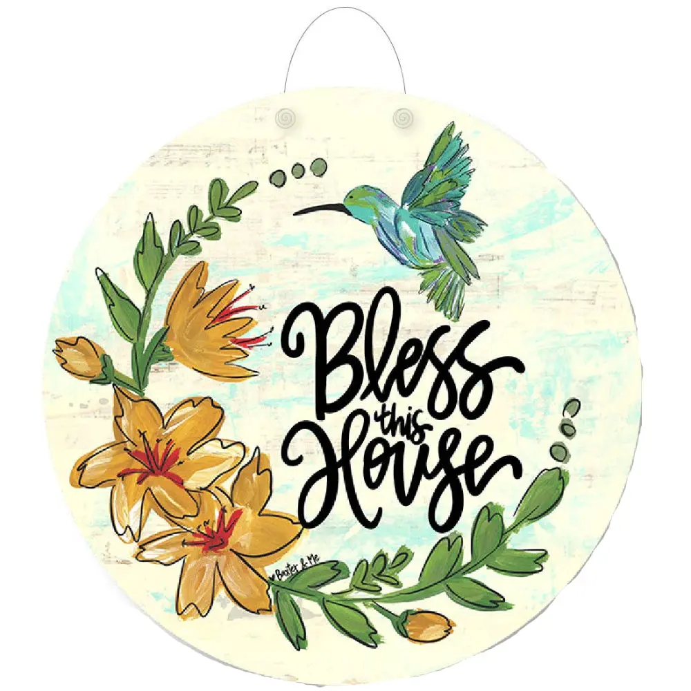 Baxter & Me "Bless This House" Hummingbird Door Hanger - 23" 1