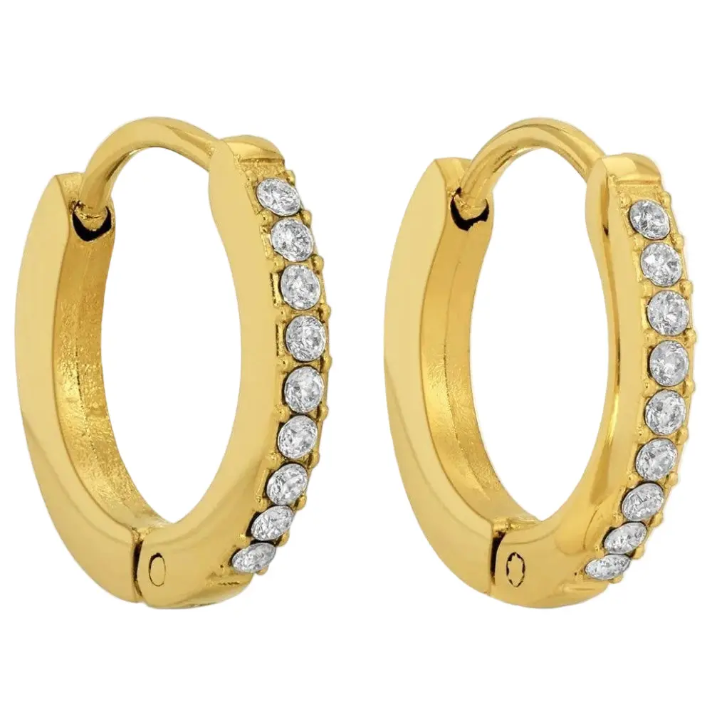 Splendid Iris Gold Pvd Plated Cubic Zirconia "Shimmer Huggie" Earrings 1
