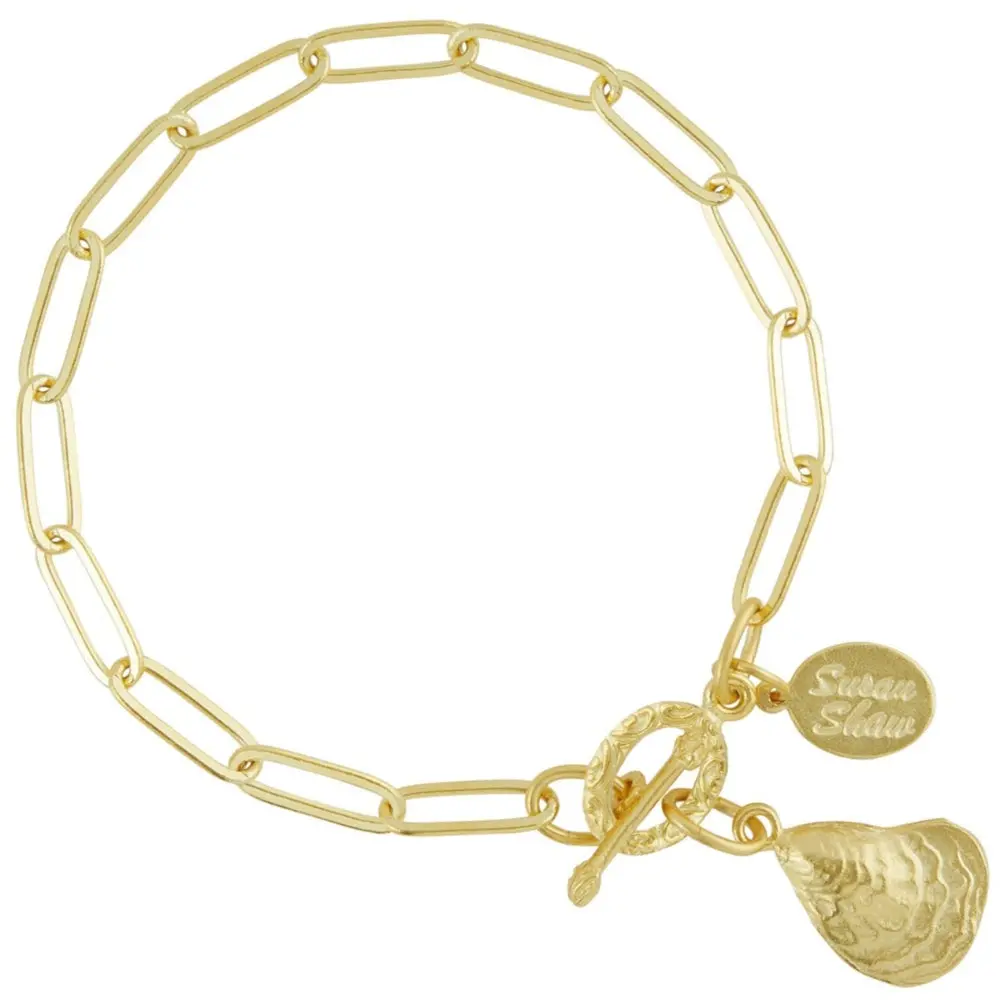 Susan Shaw Gold Oyster Paperclip Bracelet 1