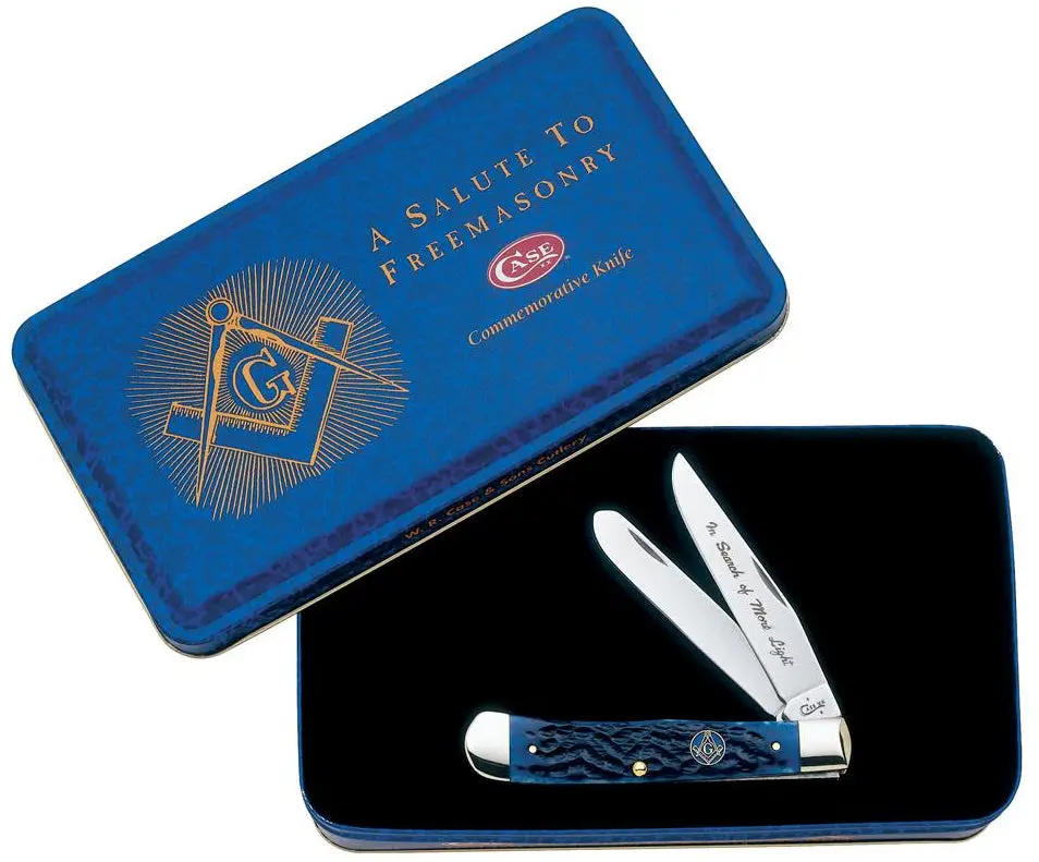 Case Masonic Trapper 2-Blade Folding Knife W/ Gift Tin 1