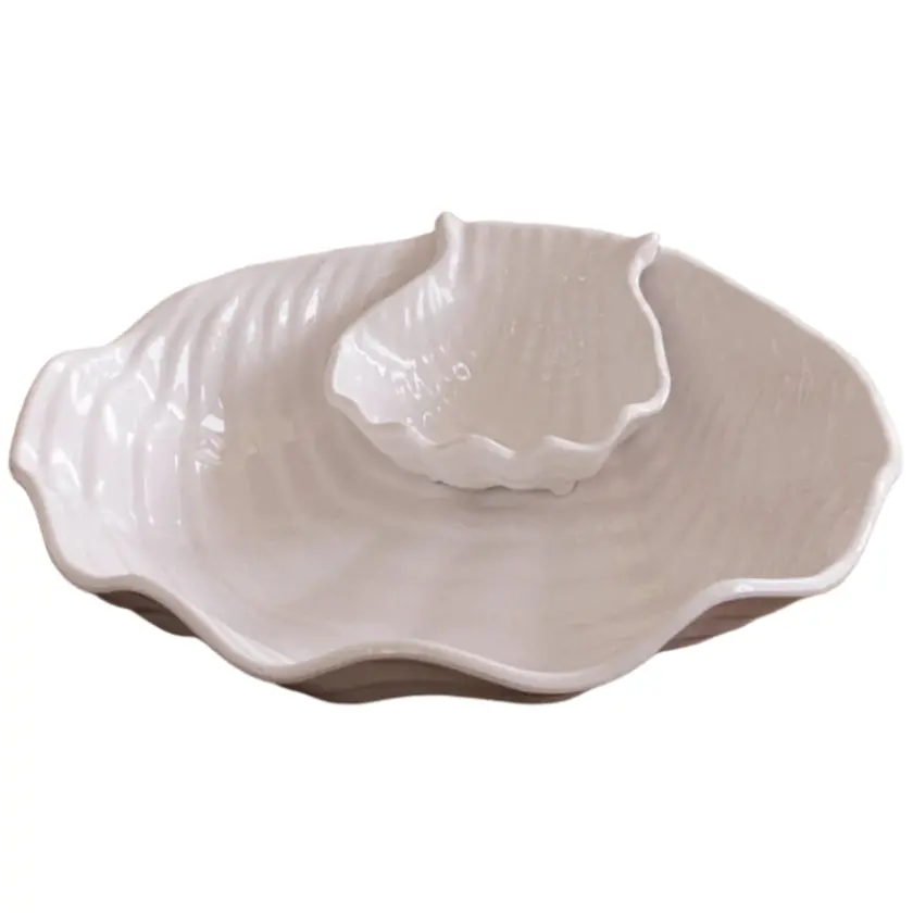 Beatriz Ball Vida Ocean Melamine Chip & Dip Shell Bowl Set - 2 Pc. 1