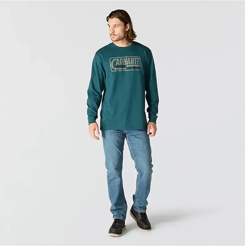 Carhartt Men's Loose Fit Heavyweight Long-Sleeve Logo Sleeve Graphic T-Shirt 3