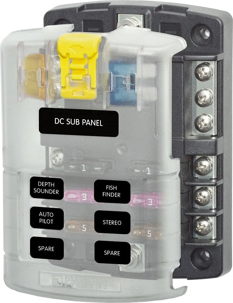 Blue Sea System St Blade Fuse Block - 6 Circuits With Negative Bus And Cover 1