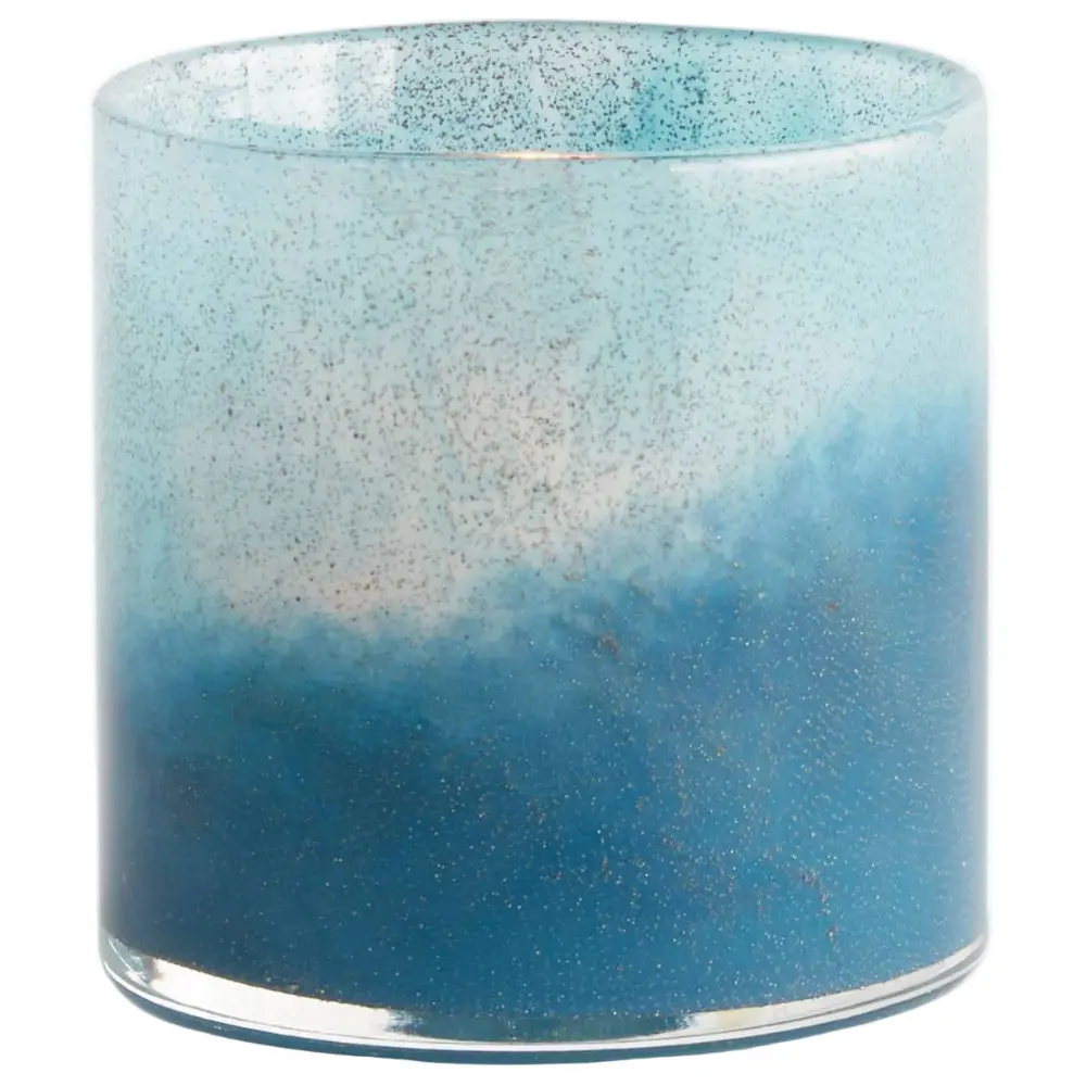 Napa Blue Hurricane Del Mar Glass Candle Holder - 4" 1