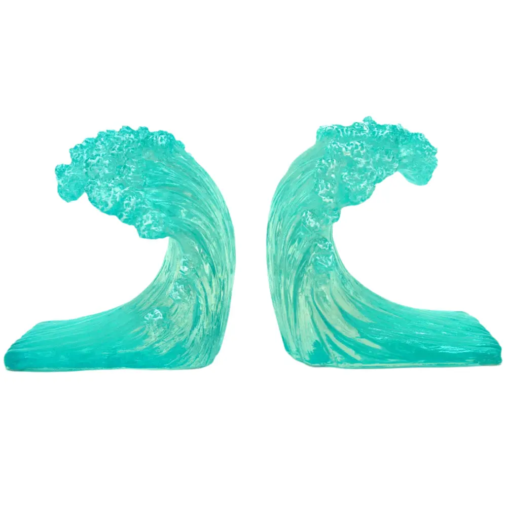 Modern Coastal Polyresin Blue Wave Bookends - 2 Pc. 1