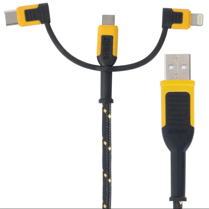 Dewalt 3-In-1 (Lightning / Micro Usb / Usb-C) Charging Cable - 6' 1