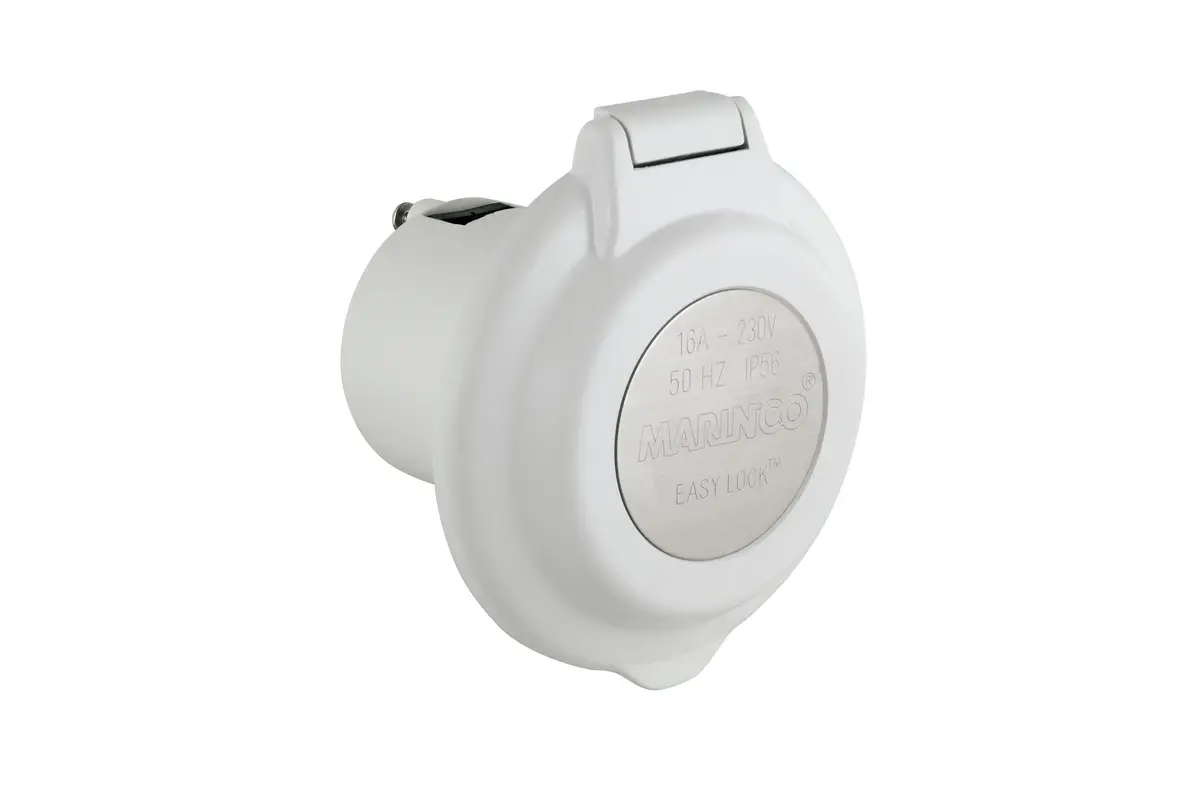 Marinco 16A Power Inlet Socket - White Round 1