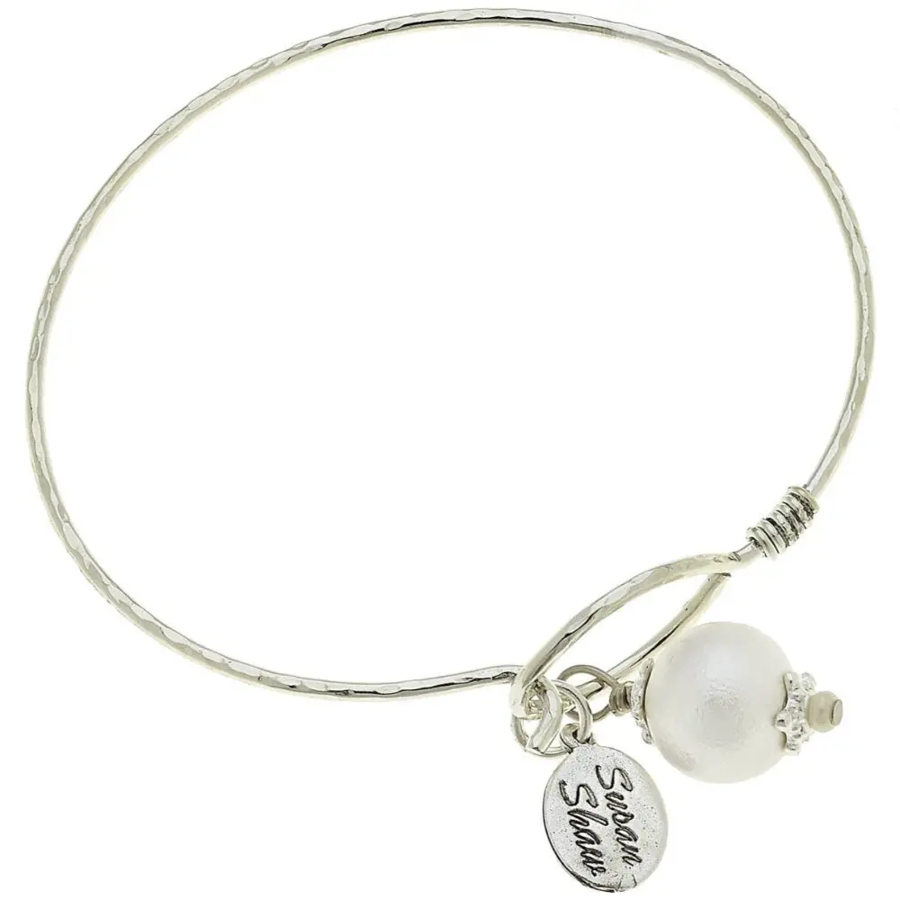 Susan Shaw Silver Wire Bracelet W/ Cotton Pearl 1