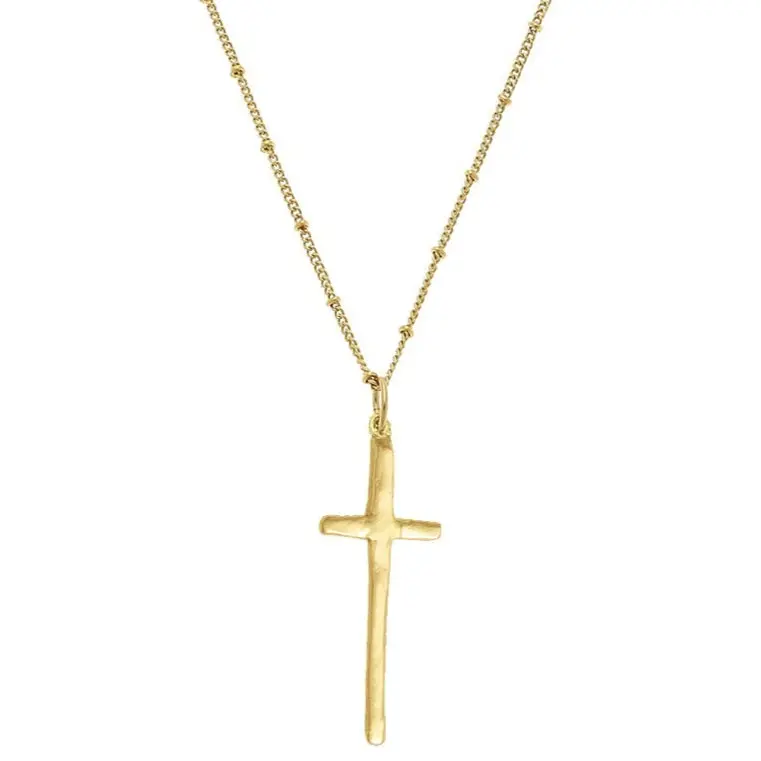 Susan Shaw Gold Dainty Tall Cross Necklace 1