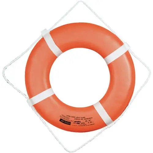 Cal June Jim-Buoy 30 In. Closed Cell Foam Life Ring With Rope Molded Into Core In Orange 1