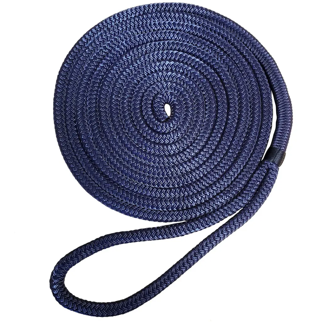 Braided Nylon Dock Line - W/Eye 3/4" X 35' Navy 1