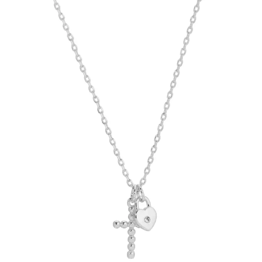 Splendid Iris Silver Cubic Zirconia Cross Pendant Necklace 1