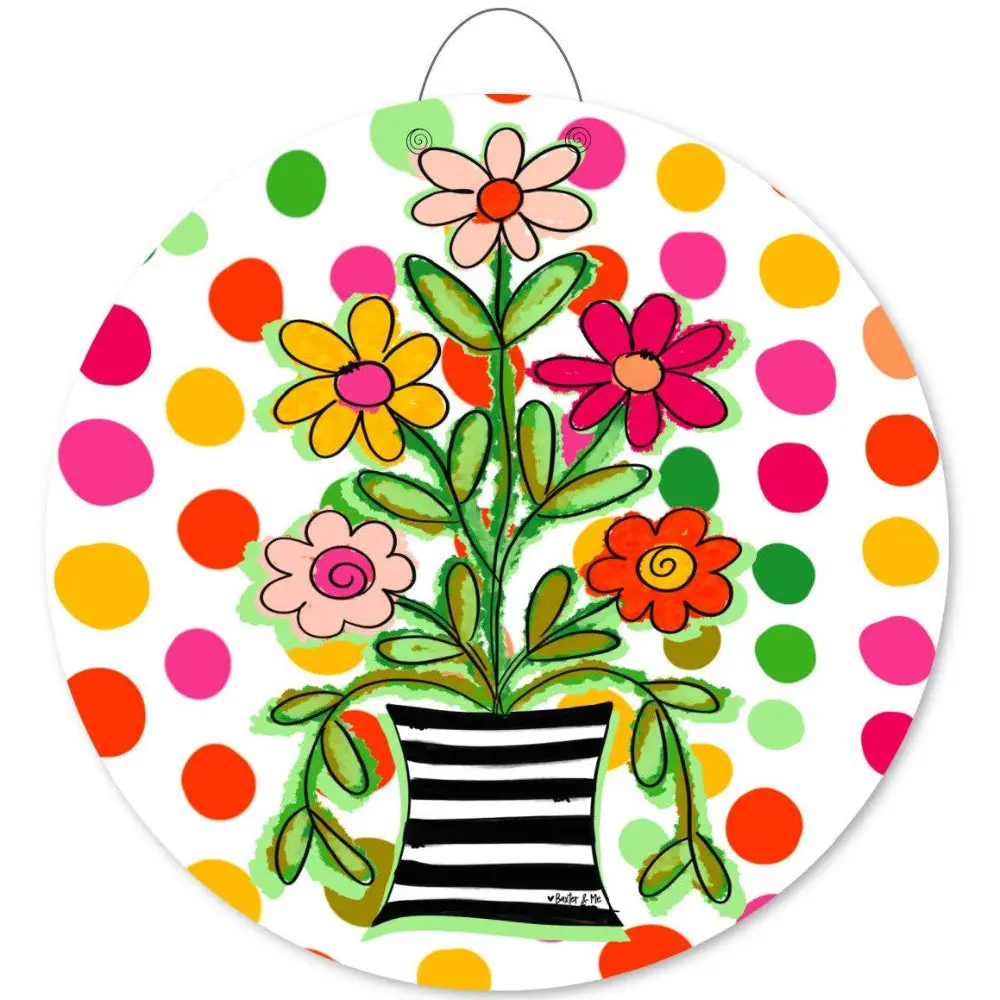 Baxter & Me Floral Polka Dots Door Hanger - 23" 1
