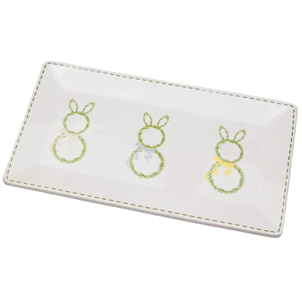 Royal Standard Ceramic Boxwood Bunny Platter - 6.5" X 12" 1