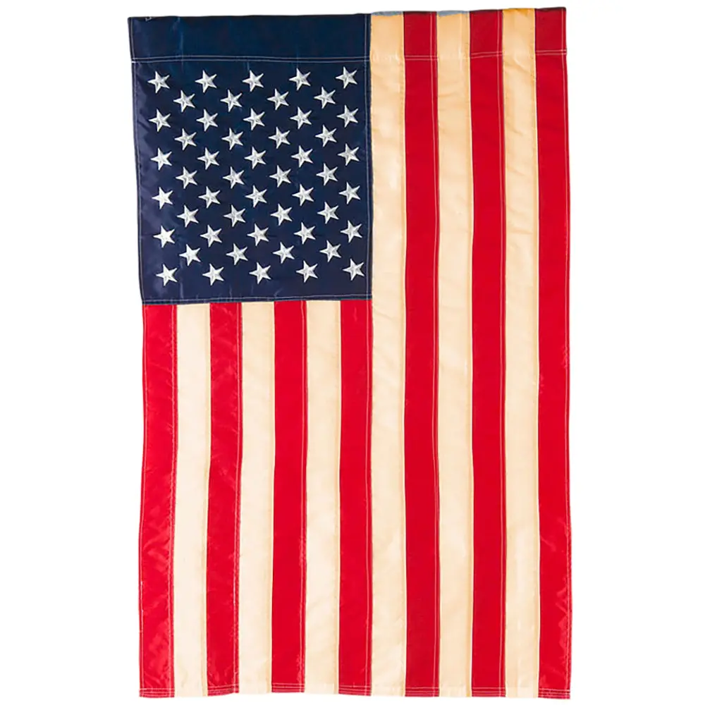 Tea-Stained American Flag Applique Garden Flag - 12" X 18" 1