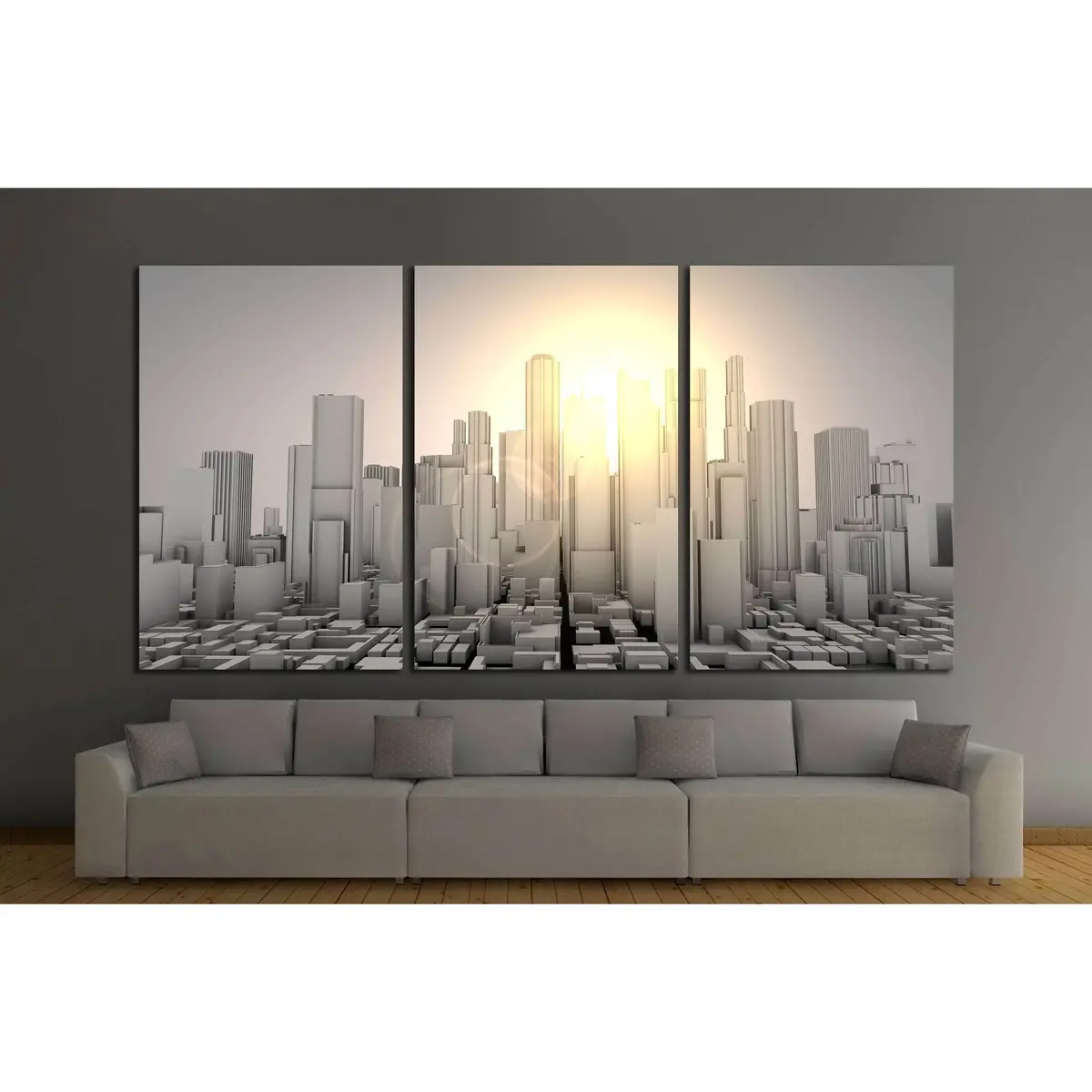 3D Gray Worldcity №2214 Ready To Hang Canvas Print 5