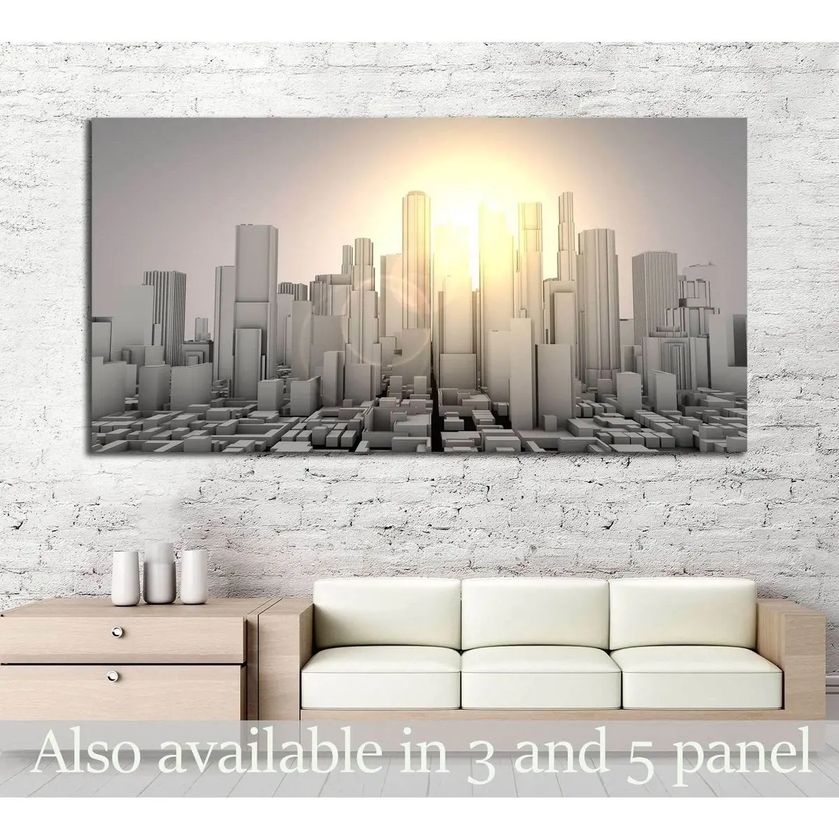 3D Gray Worldcity №2214 Ready To Hang Canvas Print 1