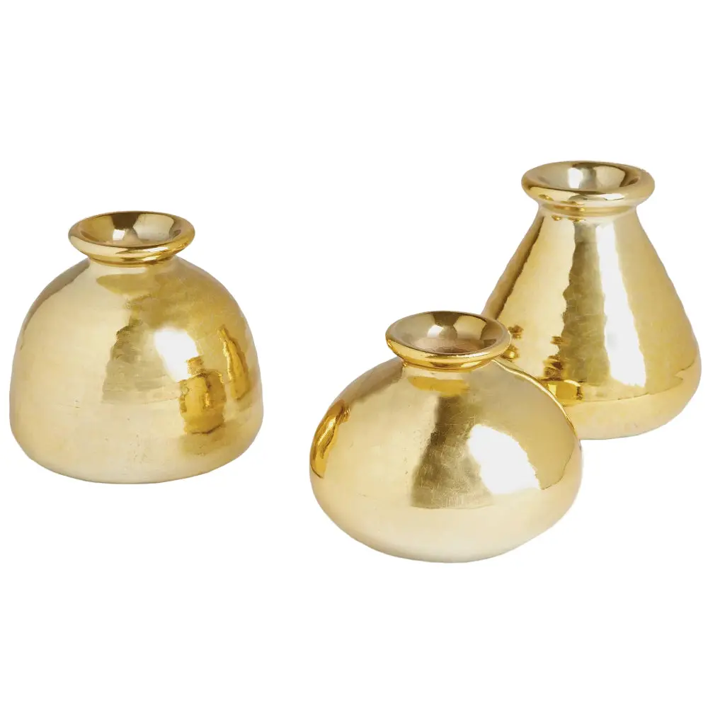 Napa Tinsley Gold-Toned Ceramic Bud Vases - 2.5" & 3" 1