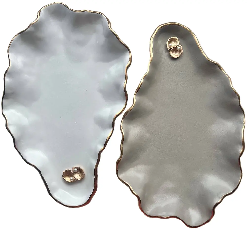 Ten-Twenty-Six Glazed Oyster Shell Dish - 11.85" X 7.15" 1