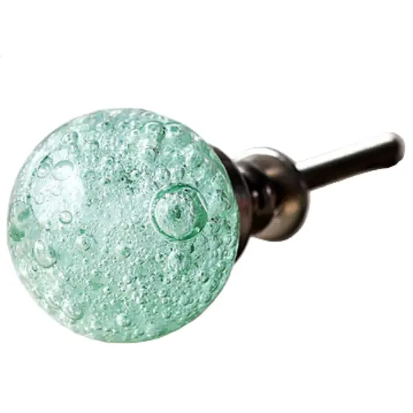 Knobco Sea Green Crystalline Bubble Glass Knob - 1" 1