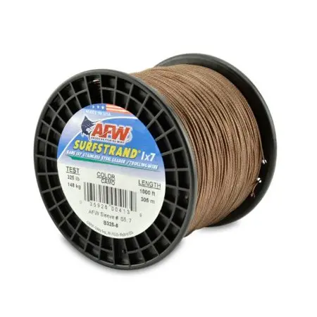 American Fishing Wire Surfstrand Bare 1X7 Stainless Steel Leader Wire  Camo Brown Color  40 Pound Test  600-Feet 1