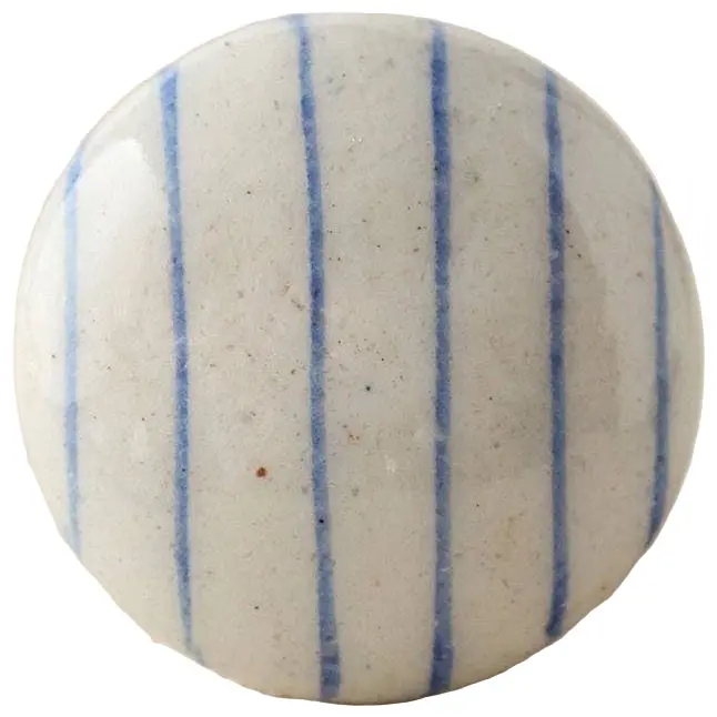 Knobco Blue & White Ceramic Striped Knob - 1.5" 1