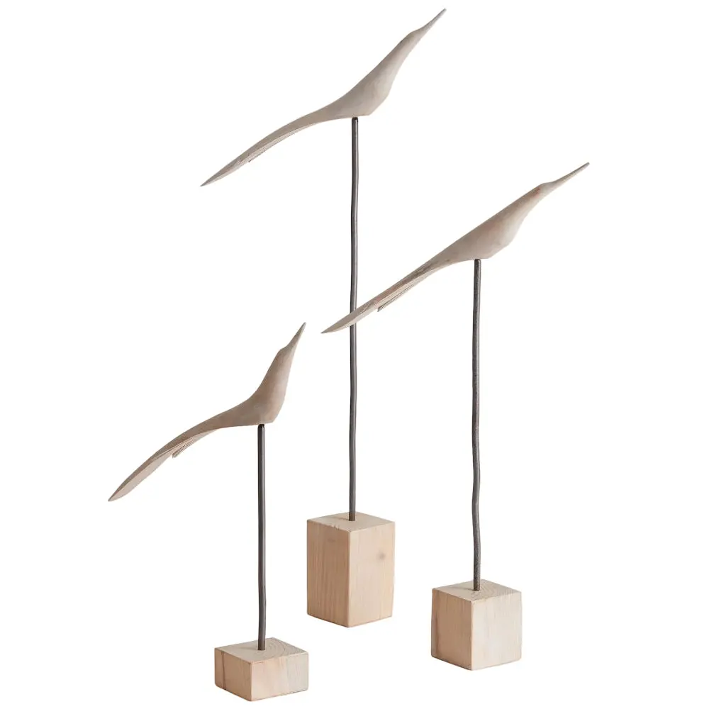 Napa Minimalist Abstract Wooden Perched Bird Figurines - 15.5" To 27.75" 1