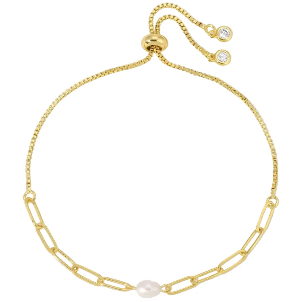 Splendid Iris Gold Freshwater Pearl Pulley Bracelet 1