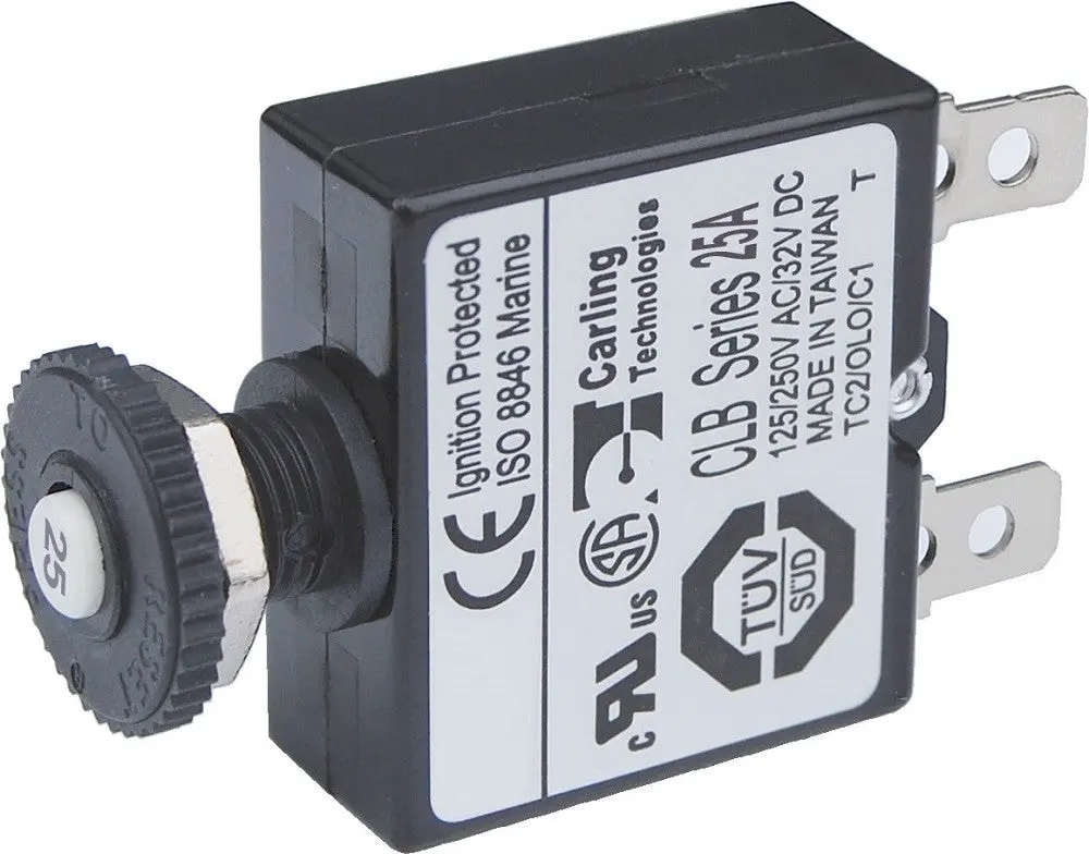 Blue Sea System Push Button Reset Only Quick Connect Circuit Breaker - 25A 1