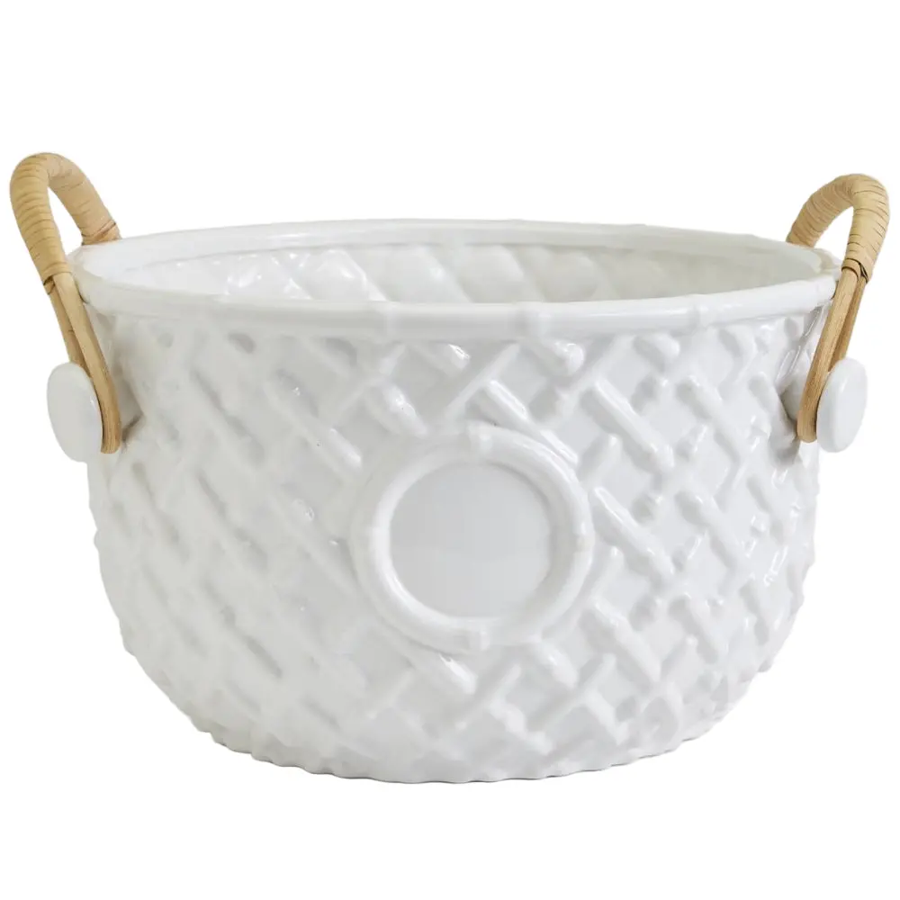 Hampton Faux Bamboo Ceramic Party Beverage Bucket - 15" 1